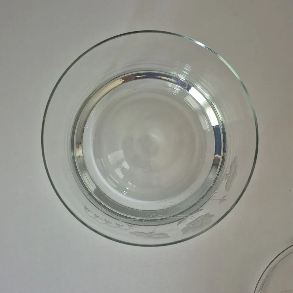 VTG Princess House Heritage Crystal Etched Floral Covered Dishes Bowls Set of 2
